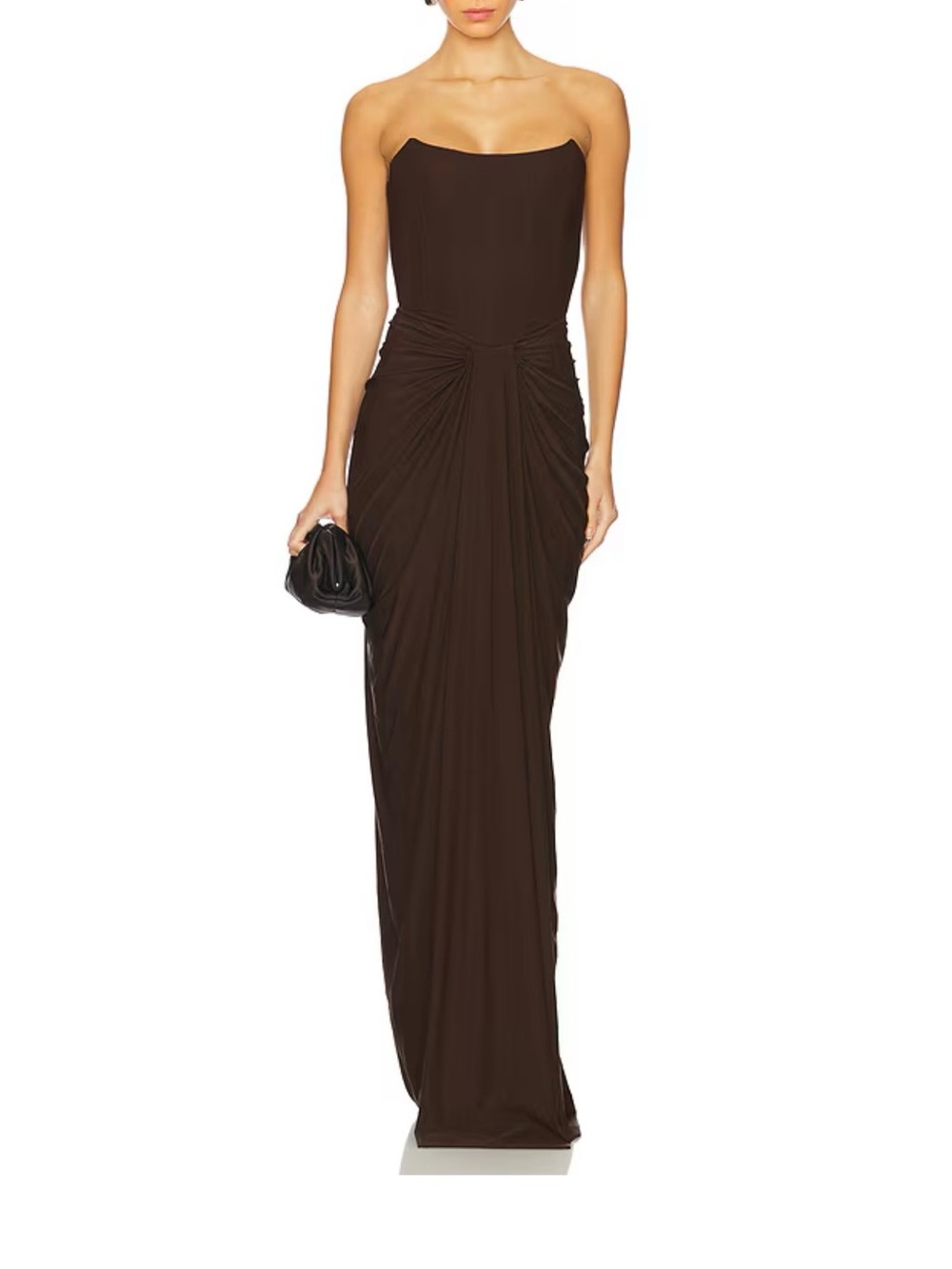 Deme by Gabriella Pearl Gown in Dark Brown